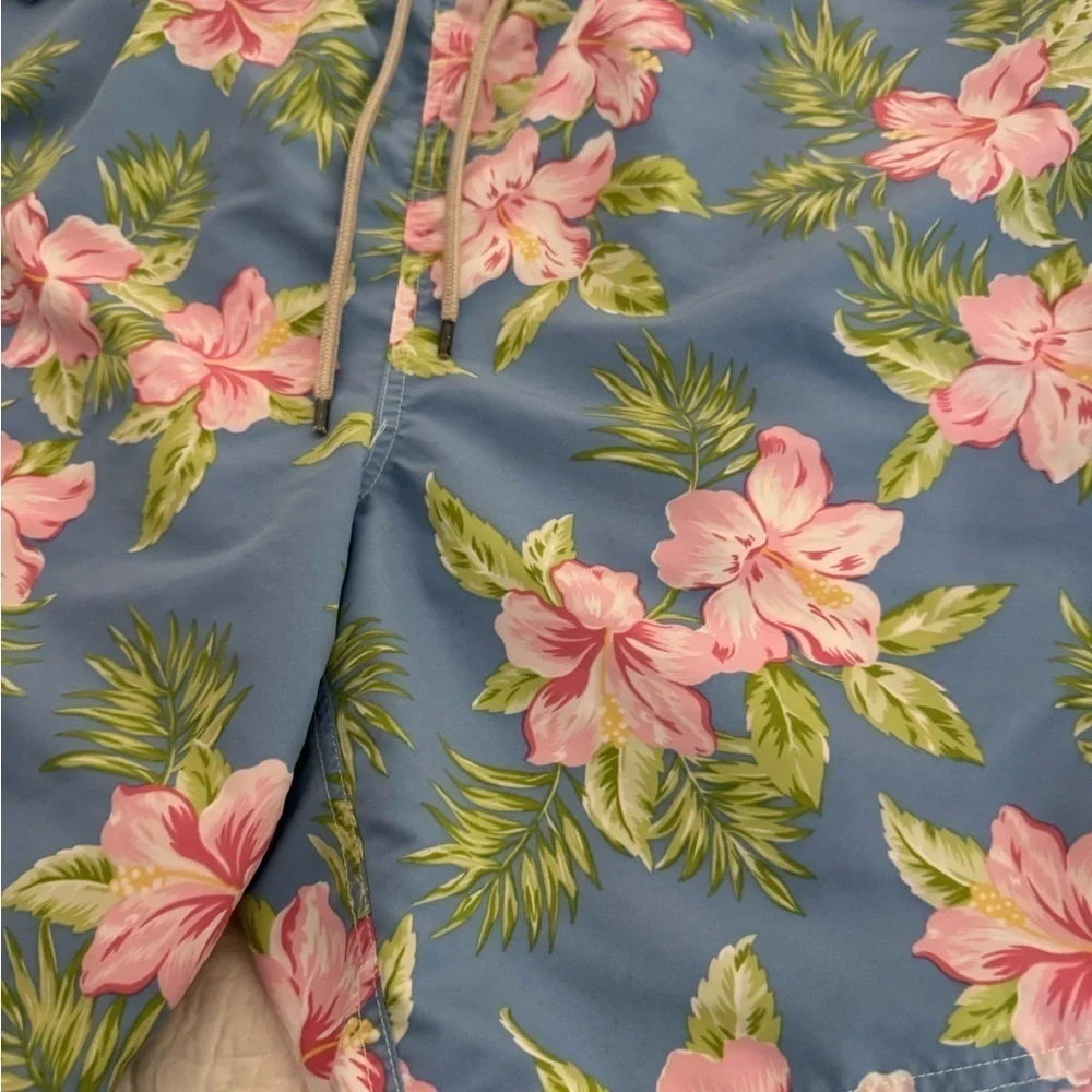 Men’s POLO RALPH LAUREN floral swim trunks. Size 3XL. Light Blue